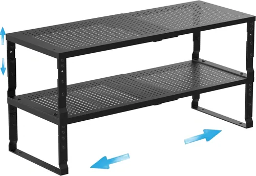 Vista 10 de Estante Expandible para Especias de Cocina, Organizador de Estantes de Almacenamiento Apilables, Estantería Ajustable para Gabinetes, Encimera, Negro