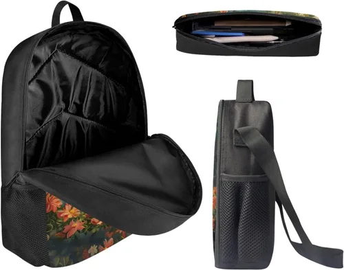 Vista 138 de HUGS IDEA Juego de 3 bolsas escolares con aislamiento térmico para el almuerzo, estuche para lápices