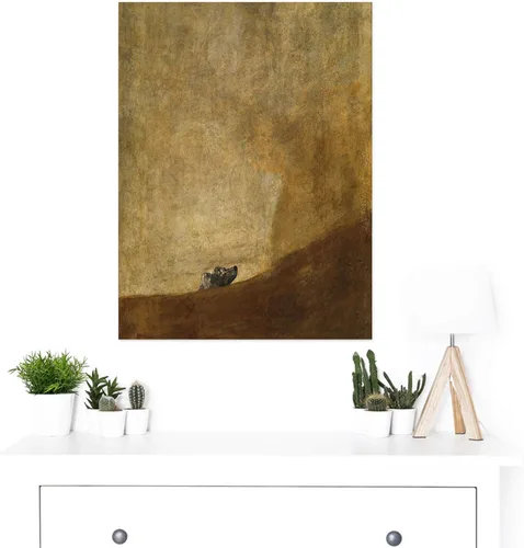Vista 2 de Goya Dog Painting - Lienzo decorativo para pared, 18 x 24 pulgadas