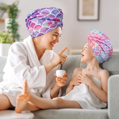 Vista 7 de Toalla de microfibra para el pelo para niños y niñas, ultra Galaxia&Multicolor-Normal-Paquete de 2