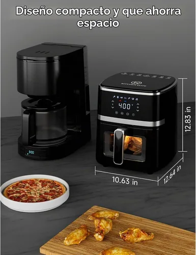 Vista 2 de Kitchen Elite Horno digital freidora de aire, olla compacta con ventana, 7 preajustes, cesta antiadherente para cocción rápida, fácil limpieza, 5.28