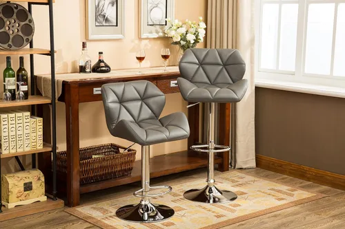 Vista 10 de Roundhill Furniture PC190BK Glasgow taburetes de bar con altura ajustable, Metal, Negro