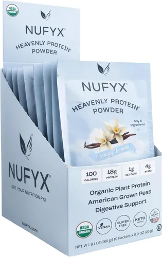 Vista 15 de NUFYX® Proteína en polvo de propiedad familiar, a base de plantas orgánicas, hecha con guisantes 100% cultivados en Estados Unidos, 0.71 onzas