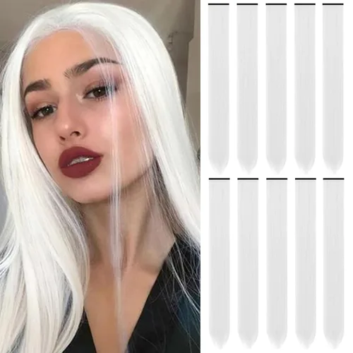 Vista 23 de Extensiones de cabello negro con clip, extensiones sintéticas