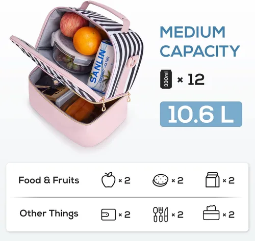 Vista 2 de TOURIT Bolsa de almuerzo y 4 bolsas de hielo para mujer, combinación perfecta