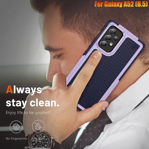 Vista 7 de Funda resistente para Samsung Galaxy A52(5G) de 6.5 pulgadas, 4 esquinas con bolsas de aire [protección contra caídas de 12 pies], agarre