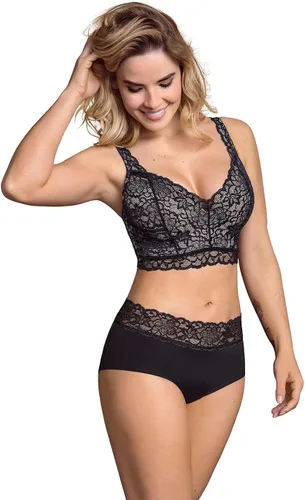 Vista 3 de Calzones descarados con cintura de encaje ultraligera Negro