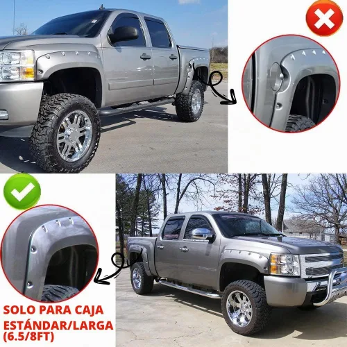 Vista 3 de G-PLUS Guardafangos compatibles con Chevy Silverado 1500 2007-2013/Silverado 2500HD 3500HD 2007-2014 Fleetside 78.0"/97.6" de cama larga, protector