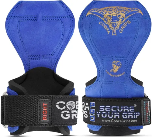 Vista 13 de Cobra Grips Weight Lifting Gloves with Adjustable Neoprene Padded Wrist Wraps - Heavy Duty Alternative to Power Lifting Hooks for Deadlifts Una goma