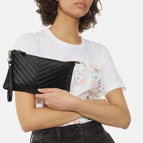 Vista 3 de Uromee Cartera de mano para mujer, de piel auténtica, con cadena de hombro desmontable