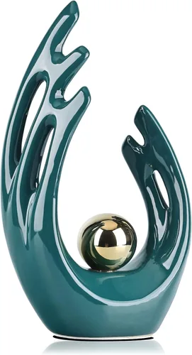 Vista 9 de LCCCK Decoración estética dorada de 9.5 pulgadas de alto, soporte de TV, centro de mesa funky, estatua y escultura de cerámica de arte abstracto
