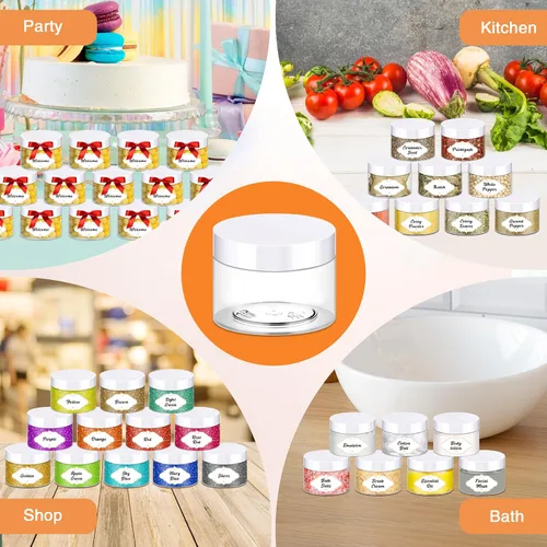 Vista 33 de PeacePeo Tarros de plástico con tapas, recipientes de slime de 4 onzas, 72 frascos de plástico transparente vacíos, recipientes de cosméticos
