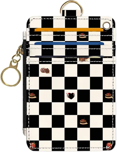 Vista 19 de Portafolios delgado Portafolios para tarjetas de crédito, Portafolios RFID para mujer Linda pequeña cartera de bolsillo frontal con cremallera