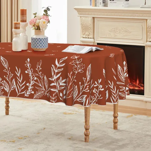 Vista 14 de Horaldaily Fall Tablecloth 52×70 Inch Rectangular, Thanksgiving Autumn Harvest Blue Wild Flowers Table Cover for Party Picnic Dinner Decor