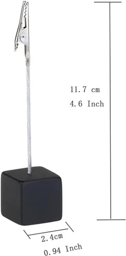 Vista 2 de Xiaoyztan Soporte de clips de notas, soporte de números de mesa de cubo negro, clip de papel para uso en oficina, hogar, soporte de notas