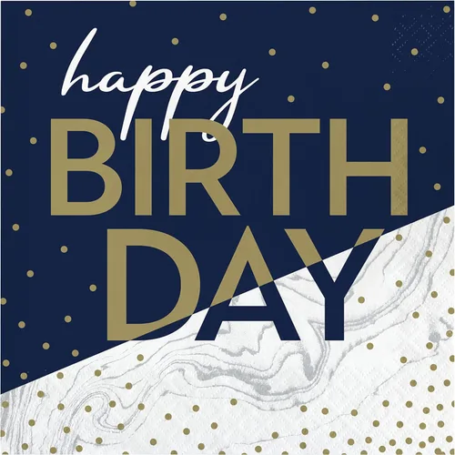 Vista 9 de Trendware Servilletas de cumpleaños número 18 azul marino y dorado, 48