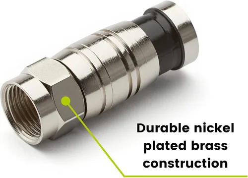Vista 2 de trueCABLE - Conector F de compresión universal de fácil ajuste RG6 y RG6Q para cable coaxial Dual Shield (DS) Tri-Shield y Quad Shield (QS), 10