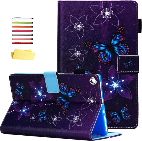 Vista 23 de Funda para tablet Fire HD 8 de 8ª/7ª/6ª generación de 8.0 pulgadas con soporte para lápices [encendido y apagado automático] ranuras para tarjetas