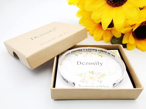Vista 374 de Pulseras inspiradoras para mujer, joyería de acero inoxidable, con refranes, pulsera motivacional con mensaje oculto, pulseras grabadas para mejor
