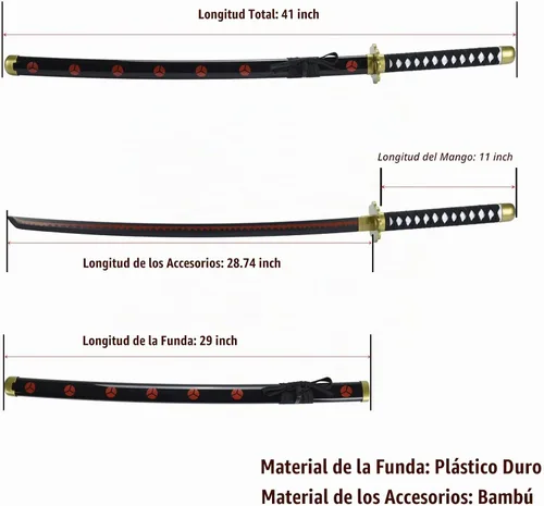 Vista 5 de Anime Sword 41 inch,Zoro/wado ichimonji/Anime Original Texture,for Role-Playing and Collection, with One Display Stand Negro
