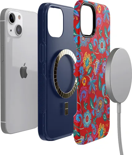 Vista 6 de Casely Funda para iPhone 15 Flores pintadas Frida Kahlo Floral Girly Funda atrevida Compatible con MagSafe