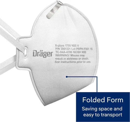 Vista 6 de Dräger Máscara respiradora X-plore 1750 C N95 fabricada en los Estados Unidos 20 respiradores aprobados por NIOSH, ajuste universal
