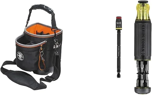 Vista 9 de Klein Tools 55419SP-14 Bolsa de herramientas con correa para el hombro tiene 14 bolsillos para almacenamiento de herramientas, puede adaptarse a