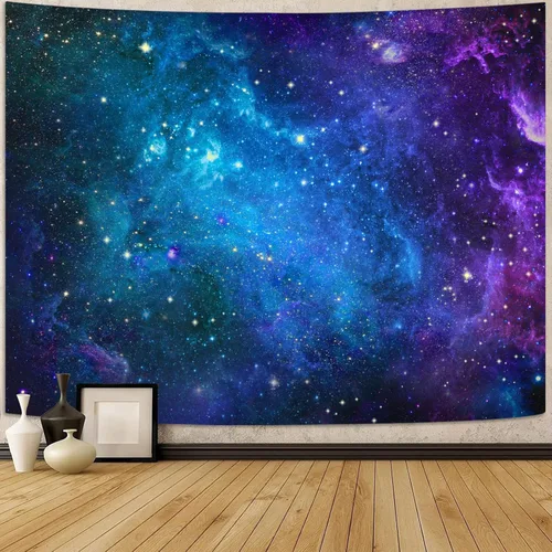 Vista 2 de Faxdong - Tapiz de galaxia, universo, espacio, noche estrellada con luz negra, nebulosa misteriosa, estrellas, tapices para el techo