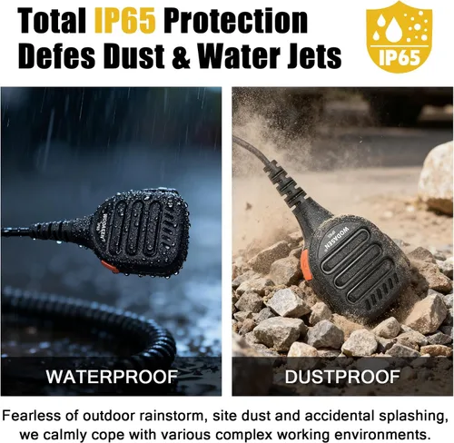 Vista 3 de WODASEN Micrófono de altavoz de radio impermeable Walkie Talkie Micrófono de mano para Retevis Ailunce HD1 RT29 RT47 RT47V RT48 RT82 RT83 RT87 NR30