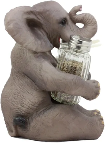 Vista 4 de Ebros Gift Safari africano elefante decorativo de cristal salero y pimentero titular figura decoración 7 "H elefantes cocina bar comedor acento