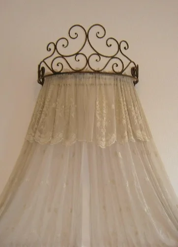 Vista 8 de OctoRose Dosel Corona de Pared de Metal para Cama - Decoración de Pared Corona Antigua con Varillas y Herrajes Incorporados - para Sobre Camas