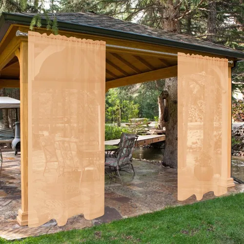 Vista 50 de SpaceDresser - Cortinas transparentes impermeables para exterior para patio - 2 paneles con bolsillo para barra, cortinas de gasa transparentes