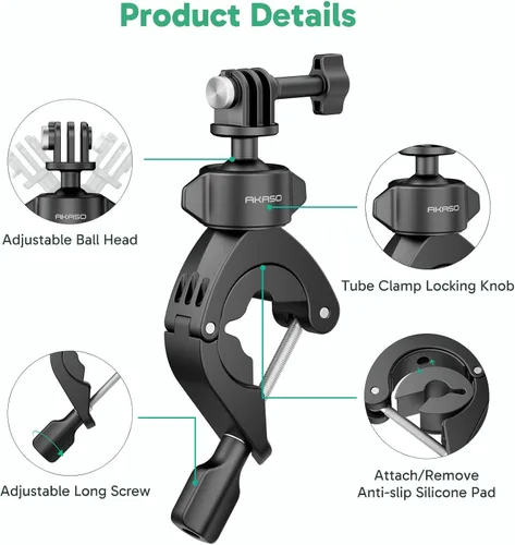 Vista 3 de AKASO EK7000 Pro Action Camera con tarjeta MicroSDXC U3 y kit de accesorios de montaje de abrazadera para manillar