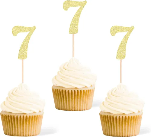 Vista 10 de Gexolenu 24 piezas doradas de doble cara para cupcakes de primer cumpleaños, decoración de pasteles, decoración de primera fiesta de cumpleaños Oro