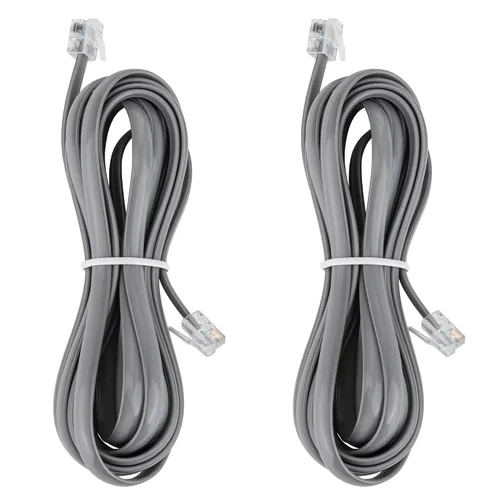Vista 12 de LanSenSu Cable RJ12 RJ12 6P6C macho a macho recto con cable para uso de datos y voz, paquete de 2 unidades (negro, 3.3 pies)