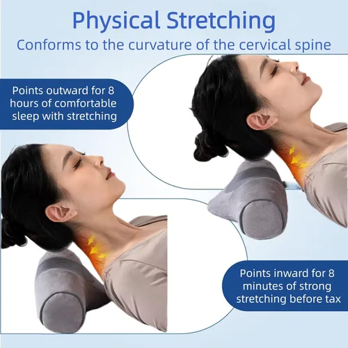 Vista 5 de Almohada cervical, cojín de espuma viscoelástica para el cuello, 15.0x6.3x3.9 in, diseño ergonómico para alineación de columna vertebral