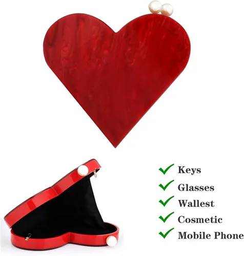 Vista 4 de Bolso de mano de acrílico en forma de corazón para mujer, bolso de hombro elegante para fiesta, boda