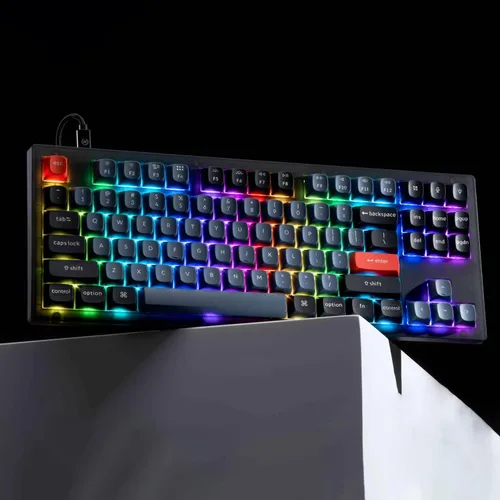 Vista 2 de Keychron V3 TKL - Teclado mecánico personalizado con cable al 80 %, 87 teclas RGB retroiluminación QMK/VIA macro programable, teclas K Pro Brown