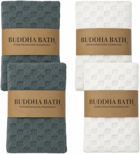 Vista 8 de Toalla de ducha exfoliante extra larga (exfoliante medio), color gris oscuro, hueso (4 unidades)