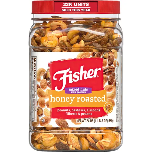 Vista 9 de Fisher Snack Deluxe Mezcla de Frutos Secos, 24 Onzas, Anacardos, Almendras, Nueces Pecanas, Nueces de Brasil, 100% Reciclable, Bocadillos Saludables