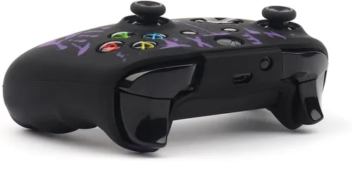 Vista 6 de RALAN Laser Purple Handprint Design Controller Skin with 4 Thumb Grips for Xbox One, Anti-Slip Silicone Controller Cover Protector Case Compatible