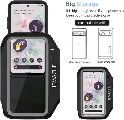 Vista 6 de Pixel 10 9 Pro - Brazalete JEMACHE resistente al agua, para gimnasio, correr, entrenamientos, teléfono para Google Pixel 10Pro 9Pro 10 9 8 7 9a 8a