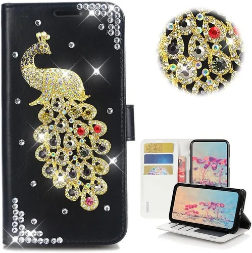 Vista 18 de Bling - Funda tipo cartera para teléfono compatible con Samsung Galaxy Z Fold 3 5G, elegante, hecha a mano en 3D con lazo de cristal, bolsa de rosa