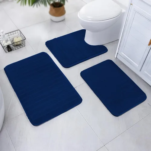 Vista 24 de SWEMSTAR Alfombra de baño de espuma viscoelástica con alfombra de inodoro, tapete de baño absorbente de agua para suelo de baño, antideslizante