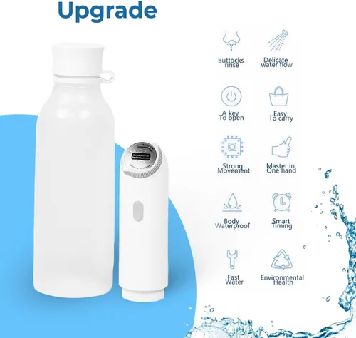 Vista 2 de GenieBidet Bidé portátil recargable – Pulverizador de bidé de inodoro de mano para hombres, limpieza sobre la marcha, rociador eléctrico
