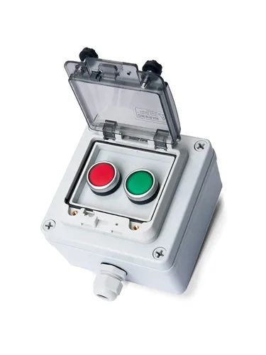 Vista 10 de Caja de botones con interruptor de parada de emergencia, botones de arranque/parada y rotativos (rojo/verde) Emergency Stop Button Red Green