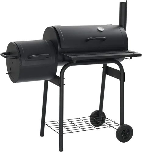 Vista 12 de Ahumador de carbón para barbacoa con estante inferior negro (estilo N) -AA