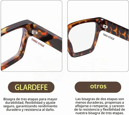 Vista 3 de Lentes de luz azul para mujer, anteojos de computadora con 99% de bloqueo de luz azul, lentes rectangulares de moda con marco TR90 Leopardo A1