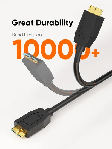 Vista 4 de CableCreation Cable corto USB C a Micro B de 1 pie, 10G Micro B a USB C, cable de disco duro externo para iPhone 15/16/17, Samsung Galaxy S24