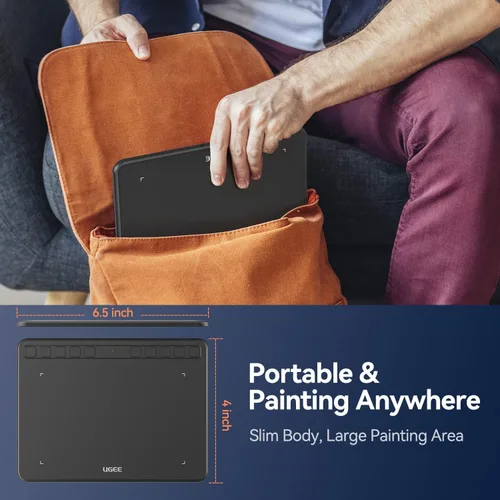 Vista 11 de UGEE S640 - Tableta de dibujo digital con 10 teclas de acceso rápido, tableta de 6.5 x 4 pulgadas con 8192 niveles de lápiz capacitivo sin batería